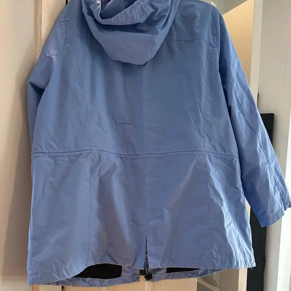 Woman Within 1X Women's Blue Hooded Jacket contrasting pockets - Picture 4 of 5